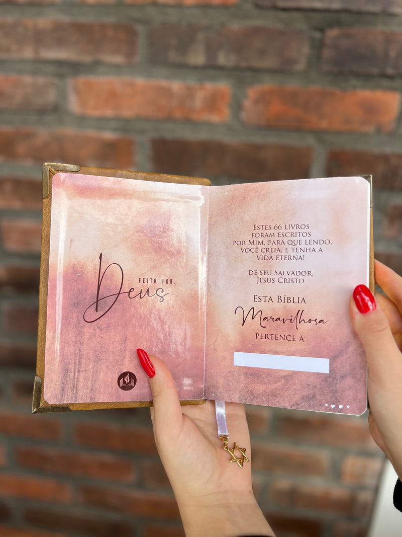 Bíblia pequena Couro Envelhecido Jesus - PRONTA ENTREGA